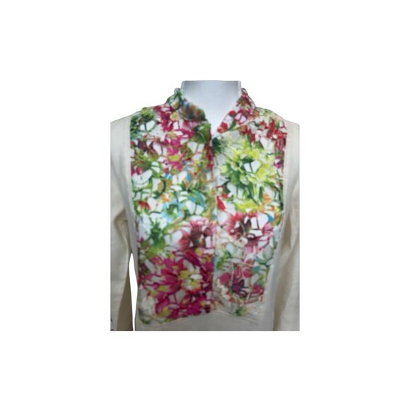 Boho Chic 100% Linen Floral Panel Tunic, Size S, Made in USA - Picture 5 of 15